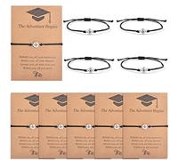YELUWA 10 Pcs Graduation Gifts, 2026 College Master Doctor High School Graduation Adjustable Bracelet The Adventure Begins Compass Bracelet for Classmate Friend Son Daughter Girls