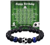 YELUWA 18th Birthday Gifts for Boy, Football Gifts for Boys, Football Bracelets for Boys, 8 9 10 11 12 13 14 15 16 Years Old Son Grandson Nephew Brother Blue Tiger Eye Beaded Bracelet