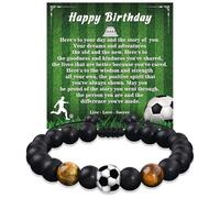 YELUWA 18th Birthday Gifts for Boy, Football Gifts for Boys, Football Bracelets for Boys, 8 9 10 11 12 13 14 15 Years Old Son Grandson Nephew Brother Tiger Eye Stone Bracelets