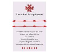 YELUWA 2 Pcs Kabbalah 7 Knot Red String Bracelet for Women Protection Good Luck Kabbalah Thread Handmade String Adjustable Bracelets for Men Family Friendship Friends Birthday Gifts for Women Men