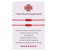 YELUWA 2 Pcs Kabbalah 7 Knots Red String Bracelet for Women Protection Good Luck Kabbalah Thread Handmade String Adjustable Bracelets for Men Family Friends Friendship Birthday Gifts for Women Men