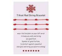 YELUWA 3 Pcs Kabbalah 7 Knot Red String Bracelet for Women Protection