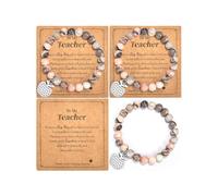 YELUWA 3Pcs Teacher Gifts for Women, Natural Stone Teacher Bracelets | Teacher Appreciation Gifts Set, End of The Year Thank You Teachers Gifts from Student, Teacher Bracelets Thank You Gifts