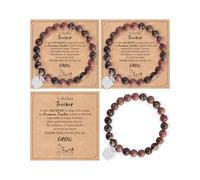 YELUWA 3Pcs Teacher Gifts for Women, Teacher Appreciation Gifts Set, End of The Year Thank You Teachers Gift from Student, Teachers Bracelets Thank You Gift for Women, Natural Stone Bracelet - Redbean