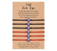 YELUWA 6 Pcs Black & Red Evil Eye Bracelet for Women Men Good Luck Bracelet