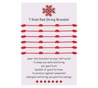 YELUWA 6 Pcs Kabbalah 7 Knot Red String Bracelet for Women Protection Good Luck Kabbalah Thread Handmade String Adjustable Bracelets for Men Family Friendship Friends Birthday Gifts for Women Men