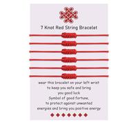 YELUWA 6 Pcs Kabbalah 7 Knots Red String Bracelet for Women Protection Good Luck Kabbalah Thread Handmade String Adjustable Bracelets for Men Family Friends Friendship Birthday Gifts for Women Men