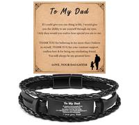 YELUWA Dad Gifts from Daughter Bracelet Engraved Inspirational Quote Leather Bracelet Dad Best Unique Presents for Fathers Day Birthday Gifts Stocking Fillers for Stepdad Men Father of the Bride Gift