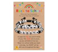 YELUWA Daddy Son Bracelets, First Day of Kindergarten Gift, Back to School Bracelet 1st First Day of School Pre-K Bracelet Dad and Son Matching Bracelets, Back to School Gifts