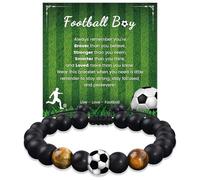 YELUWA Football Gifts for Boys, Football Bracelets for Boys, 18th Birthday Gift for Boy 8 9 10 11 12 13 14 15 Years Old Son Grandson Nephew Brother Tiger Eye Stone Bracelets