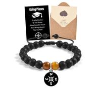 YELUWA Graduation Gifts for Him, Senior Class of 2025 High School Phd Master Degree College Graduation Compass Stone Bracelet Gift for Him Son Grandson Brother Boyfriend Nephew Friend Men Going Places