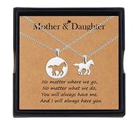 YELUWA Mother Daughter Necklace Set for 2 Mothers Day Gifts for Mom Daughter Matching Horse Necklaces Jewellery Mom Gifts from Daughters Birthday Gifts for Daughter Girls Women