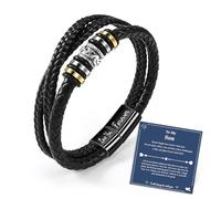 YELUWA To My Son Bracelet Gift - Engraved Multi-Layer Braided Leather Inspirational Bracelet for Teenage Boy, Men - Birthday, Christmas, Graduation Gift