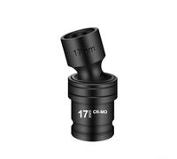 Yelvera 1/2 Inch Drive Swivel Socket Wrench Adapter 12mm-22mm Metric Hex Head With 360 Degree Joint For Impact Driver And Ratchet, Black(17mm)