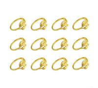 Yelvera 12 Piece Elegant Leaf Napkin Rings In Metallic Finish For Wedding Receptions Holiday Dinners And Daily Use(Gold)
