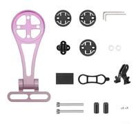 Yelvera Adjustable Bike Computer Stem Mount Holder Aluminum Alloy 180 Degree Rotation Light Bracket Compatible With For Garmin For Bryton For Wahoo Action Camera(Gradient Pink)