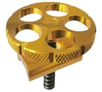 Yelvera Aluminum Alloy Folding Clasp For For BROMPTON Bikes Featuring Five-Hole Round Handle Design And Magnetic C Buckle Mechanism(Golden)