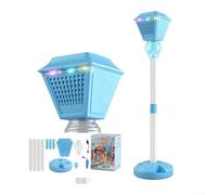 Yelvera Automatic Bubble Machine Adjustable Height Multi-Hole Streetlight Design 7-Color LED Built-In Music Leak-Proof ABS Blue Red For Parties Indoor Outdoor Kids Adults(Blue)
