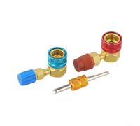 Yelvera For R1234yf To R134a Conversion Adapter Kit Featuring 90 Degree Brass Quick Couplers For High And Low Pressure Ac System Service