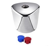 Yelvera Rotary Faucet Handle Plastic Ergonomic Grip Chrome Plated Red Blue Silver Easy Install for Bathroom Kitchen Dining Room Fit