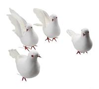 Yelvera Set Of 4 Artificial Flying Doves Simulation Foam Birds White Feathered Doves, For Wedding Decoration, Educational Tools, Home And Store Displays, Photography Props