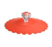 Yelvera Silicone Cup Lid For Glass Drink Cover Anti-Dust Leak-Proof Seal Keeps Warm Fresh Reusable Food-Grade Silicone 11x11x2.4cm Diamond Flower Pattern Airtight Seal Easy Use One Pack(Red)