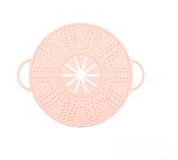 Yelvera Silicone Spill Stopper Lid Functions as Steamer Cover Pot Holder and Oil for splash Guard Compatible with Standard Sized Pots and Pans (Pink)