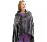Yelvera USB Heated Electric Blanket with Flannel Plush, 150 x 85 cm Wearable Cape Design, 3-Level Adjustable Temperature, Machine Washable