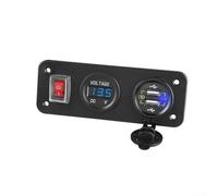 Yelvera USB Socket Panel With Dual .0 Charging Ports LED Voltmeter And Manual ON OFF Switch For 12V 24V Cars For Trucks Boats And RV Installations(Blue)