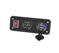 Yelvera USB Socket Panel With Dual .0 Charging Ports LED Voltmeter And Manual ON OFF Switch For 12V 24V Cars For Trucks Boats And RV Installations(Green)