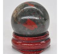 YELVQI 30MM Round Gemstone Ball Mineral Natural Healing Crystals And Stones Sphere Wicca Chakra Massage Globe Trinket Decor With Stand Spiritual support (Color : Blood Stone)