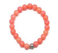 YELVQI Natural Stone Natural Stone Beads Rings 3mm Stainless Steel Beads Multi Color Elastic Strand Handmade Creative Finger Ring for Women Men (Color : Orange Coral, Size : Resizable)