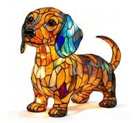 YELVYA Dog lamp,Dogs Series Art Night Light, Cute Pet Animal Lamp Themed LED Table Lamps with Warm Ambient Glow, Retro Stained Resin Night Light(A5)
