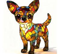 YELVYA Dog lamp，Dogs Series Art Night Light, Cute Pet Animal Lamp Themed LED Table Lamps with Warm Ambient Glow, Retro Stained Resin Night Light(A1)