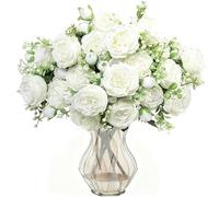 YELYAN 2 Pack Fake Peony Artificial Flowers White Flowers Silk Peonies Bouquets for Wedding Home Birthday Party Arrangment Garden Decoration (5T-White)