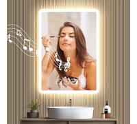 Yelyee 500 X 700 Rectangle LED Bathroom Mirror with Music Bluetooth Dimmable Lighting 3000K 4500K 6500K | Mirrors for Wall Touch Switch Anti Fog Function | IP44 Waterproof Lights for Bathroom Hotel