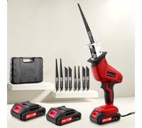 Yelyee Reciprocating Saw with 8 Saw Blades, DC 21V Cordless Reciprocating Saw with 2x2000mAh Battery, 0-4000 RPM Variable Speed Electric Saw for Wood, Plastic and Metal Cutting