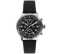 YEMA Flygraf Air Force Mechanical Chronograph Quartz Hybrid Steel Men's Watch, Black, Strap