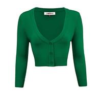 YEMAK 3/4 Sleeve Cropped, Vintage Inspired, Pinup Sweater Cardigan by Mak: 129 [S-4X] - Green - 2X-Large (PLUS)
