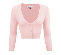 YEMAK Women's Cropped 3/4 Sleeves Cardigan Sweater Vintage Inspired Pinup CO129 (S-4X)