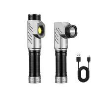 Yemao 90 Degree Right Angle Magnetic Torch, Rechargeable COB LED Flashlight, 5000mAh Battery Included, USB-C, 6 Modes, IP54 Waterproof, Hands-Free Under Sink Car Repair