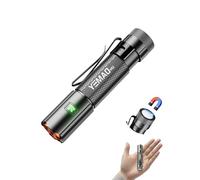 Yemao Magnetic Torch, 1500 Lumen Rechargeable Mini Flashlight with Magnetic Base and Clip, Hands-Free Flashlight for Car Repair, Camping, EDC, 6 Modes, USB-C, IP55(Grey)
