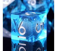 YEMEKO Handmade Liquid DND Dice Set, Liquid Core DND Dice Quicksand Ball, 7 Accessories Dice for Dungeons and Dragons, RPG Polyhedral Resin Sharp Edge Dice Roleplaying （Liquid Blue ）