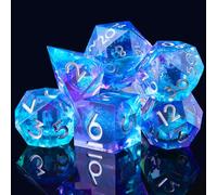 YEMEKO Liquid Core DND Dice - Sharp Edge Handmade Dice Set for Dungeons and Dragons Ttrpg, Multi-Sided RPG Polyhedral Resin Roleplaying(Purple Green)