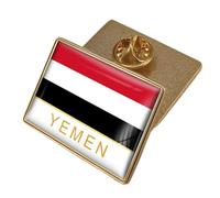 Yemen Flag Brooch - Simple Retro Geometry Flag Print Badge Pin For Patriotic Men Women Personality Badge Button Collar Pin For Jackets Shirts Backpacks Character