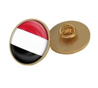 Yemen Flag Brooch - Simple Retro Geometry Flag Print Badge Pin For Patriotic Men Women Personality Badge Button Collar Pin For Jackets Shirts Backpacks Round