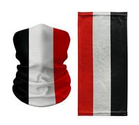 Yemen Flag Neck Gaiter - Red, White & Black Vertical Stripes - Breathable Multi-Use Face Cover, Balaclava, Bandana & Scarf for Outdoors, Travel, Cycling & Sports