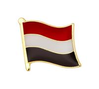 Yemen National Flag Metal Enamel Lapel Pin Badge - 1.9 x 1.6 cm Red White Black Horizontal Tricolour - Hard Enamel Finish with Secure Clasp for National Pride