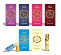 Yemeni Attar Oil Set by Dukhni | Arabian perfume oils | 6 assorted scents x 6ml | Mini roll ons, arabic oud fragrance oil | Authentic,Alcohol free, Vegan, Collection Set for Gifting