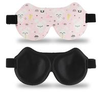 Yemiany Kids Eye Masks for Sleeping - 3D Sleep Masks with Adjustable Strap, Cute Kids Sleep Mask, Blackout for Sleeping, Cartoon Pattern Print Eye Covers Blindfold for Sleeping, Pink Rabbit